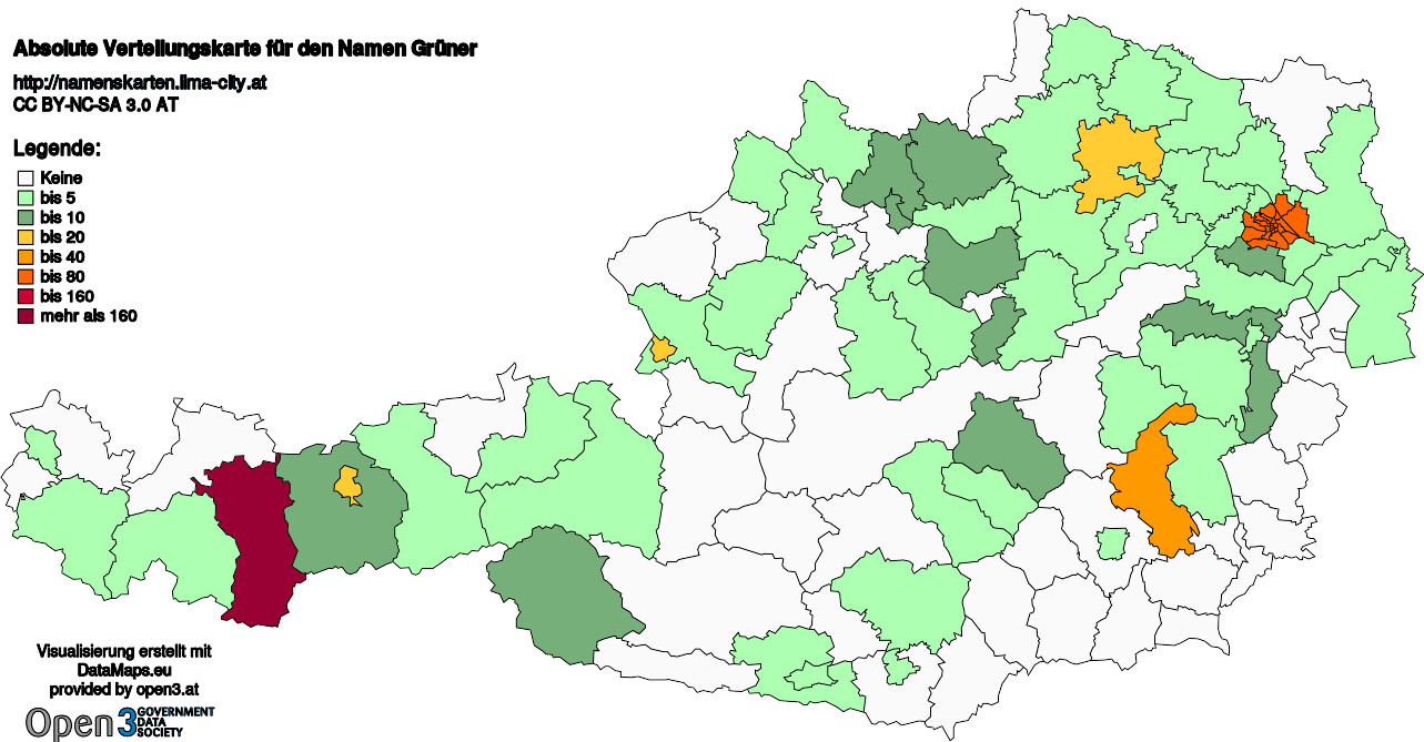 Absolute Verteilungskarten Nachnamen Grüner