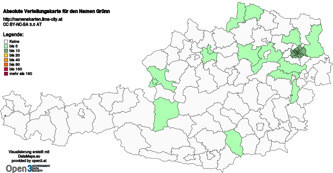 Absolute Verteilungskarten Nachnamen Grünn