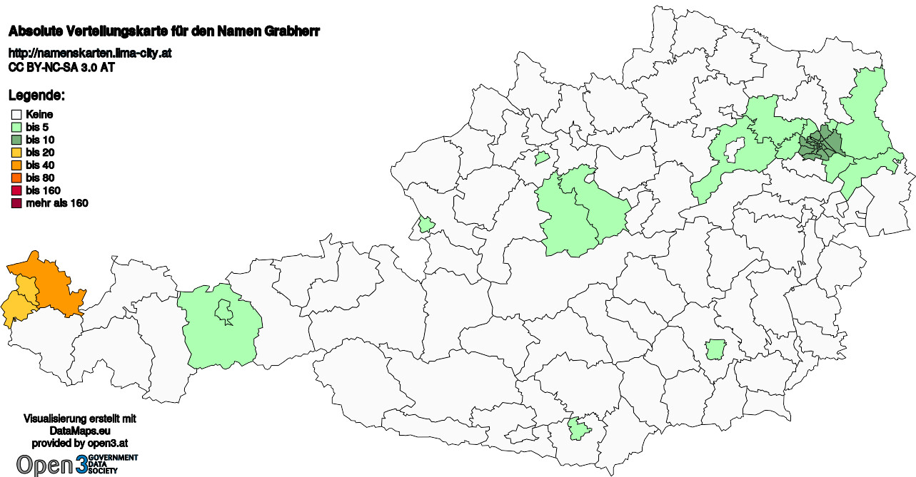 Absolute Verteilungskarten Nachnamen Grabherr