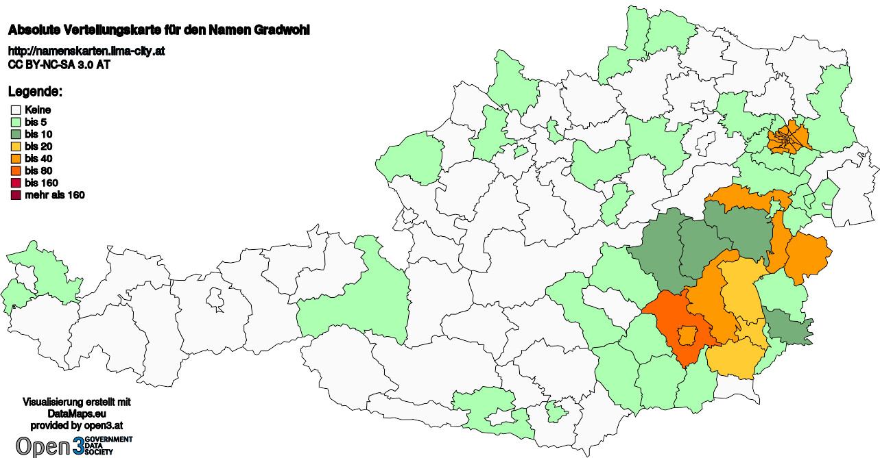 Absolute Verteilungskarten Nachnamen Gradwohl