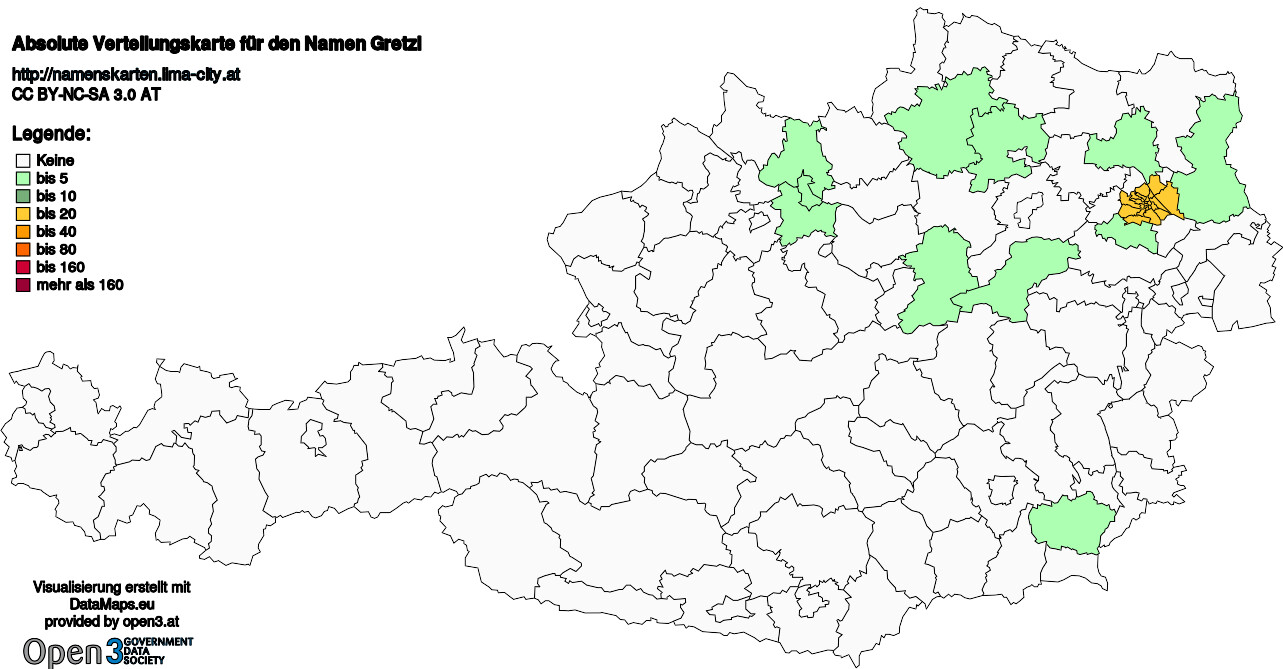 Absolute Verteilungskarten Nachnamen Gretzl