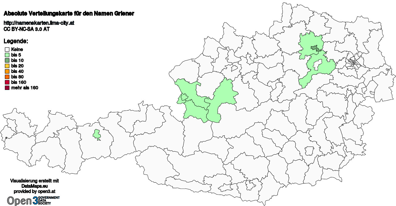 Absolute Verteilungskarten Nachnamen Griener