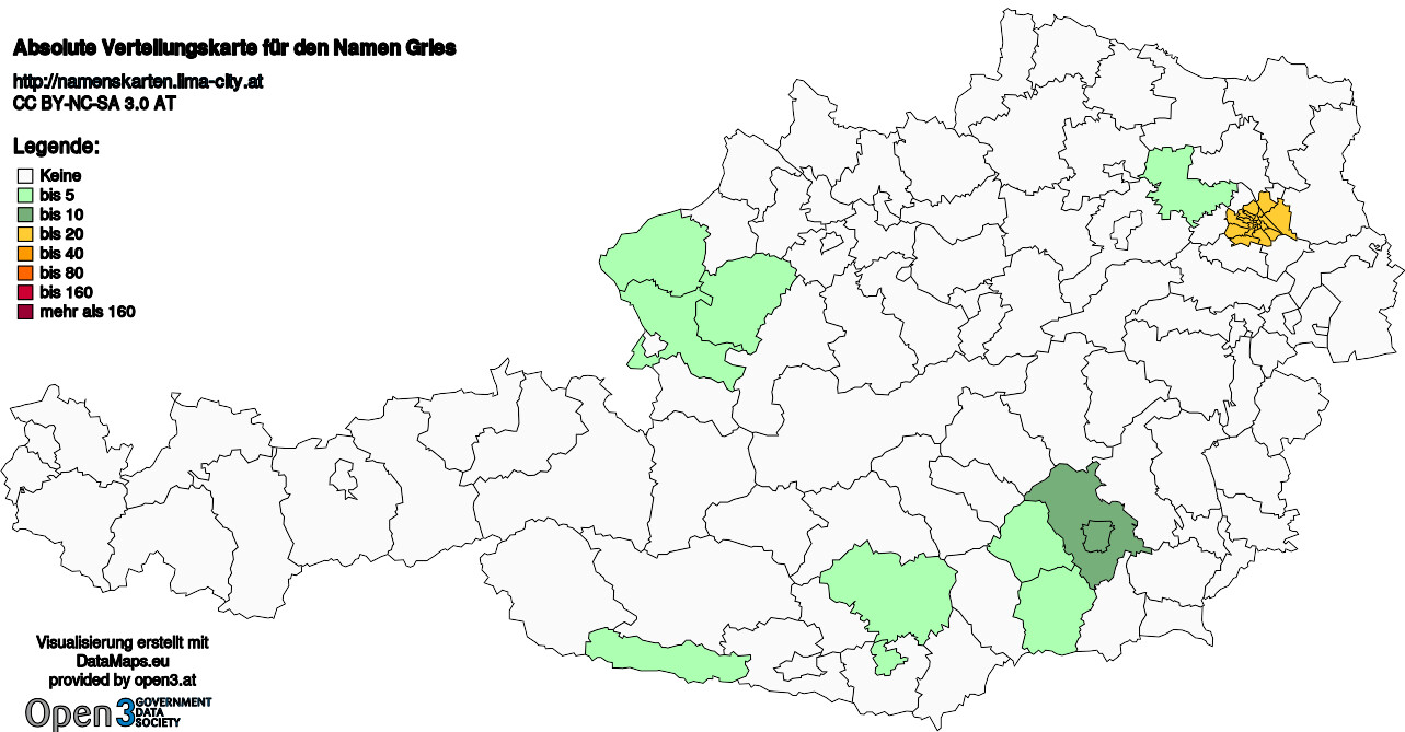 Absolute Verteilungskarten Nachnamen Gries