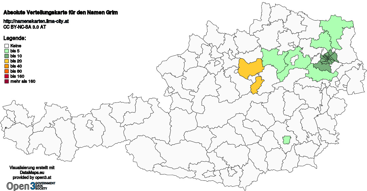 Absolute Verteilungskarten Nachnamen Grim