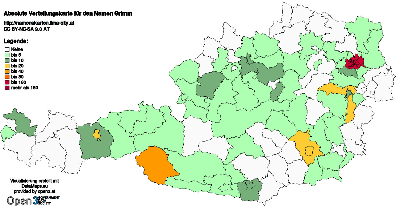 Absolute Verteilungskarten Nachnamen Grimm