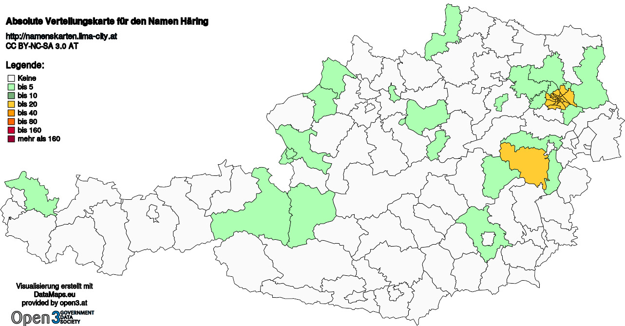 Absolute Verteilungskarten Nachnamen Häring