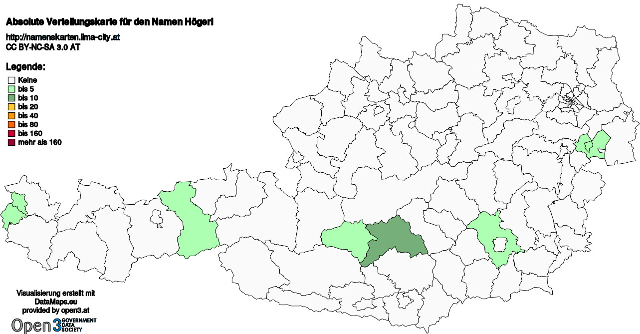 Absolute Verteilungskarten Nachnamen Högerl