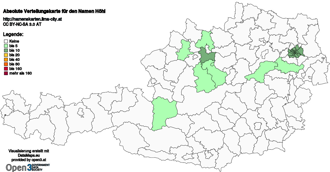 Absolute Verteilungskarten Nachnamen Höhl