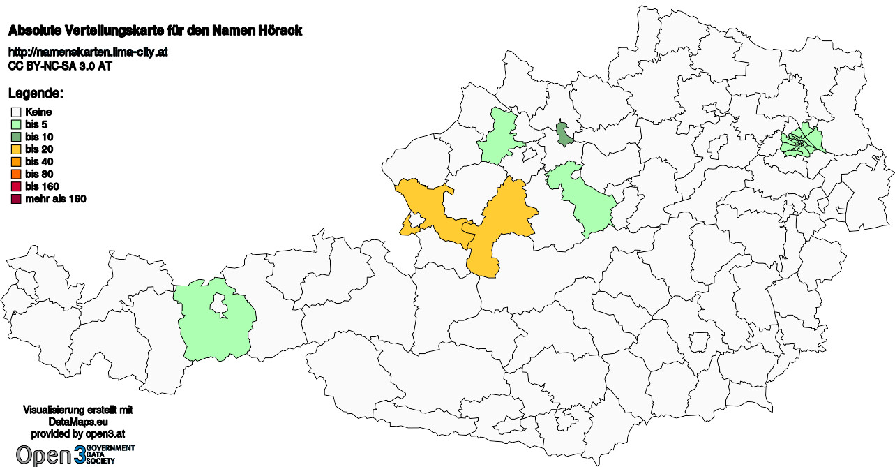 Absolute Verteilungskarten Nachnamen Hörack