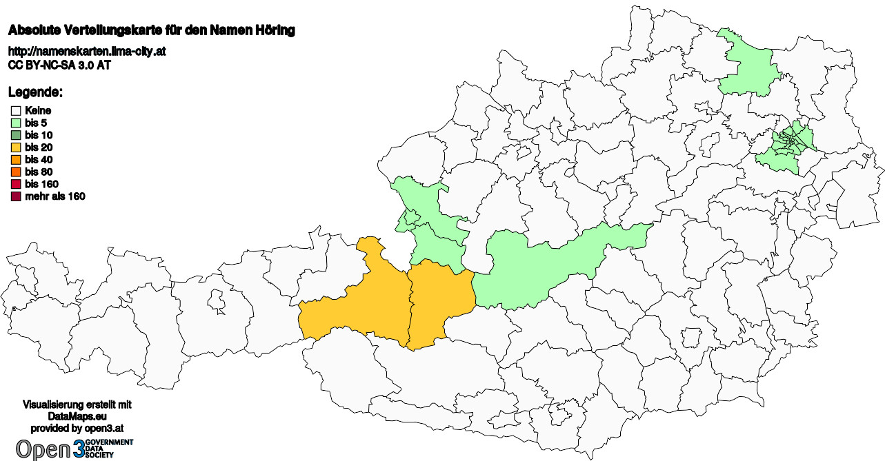 Absolute Verteilungskarten Nachnamen Höring