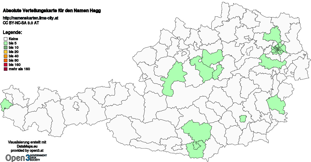 Absolute Verteilungskarten Nachnamen Hagg