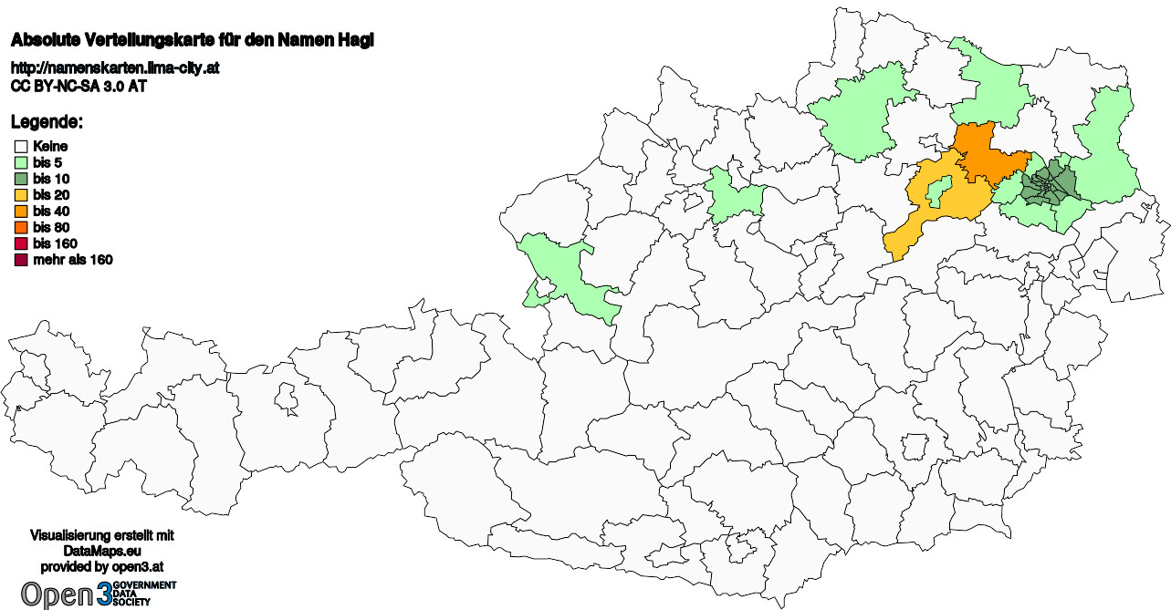 Absolute Verteilungskarten Nachnamen Hagl