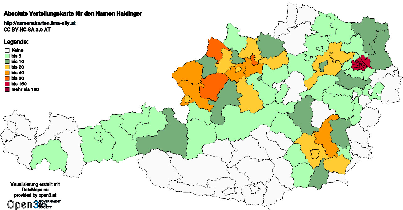 Absolute Verteilungskarten Nachnamen Haidinger