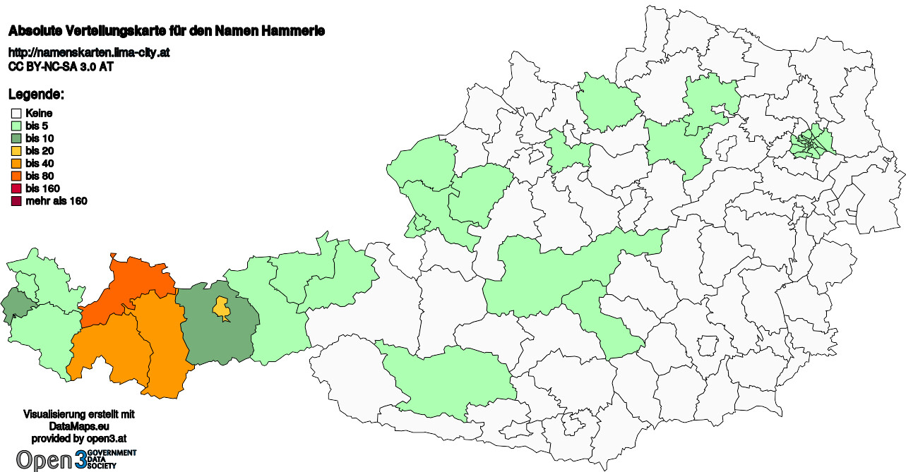 Absolute Verteilungskarten Nachnamen Hammerle