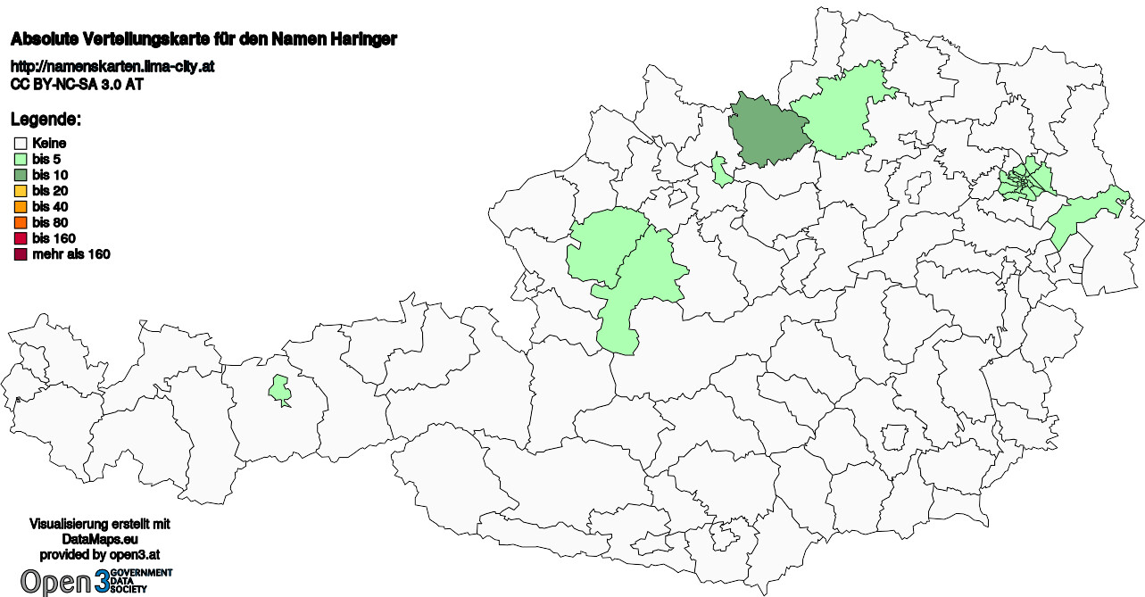 Absolute Verteilungskarten Nachnamen Haringer