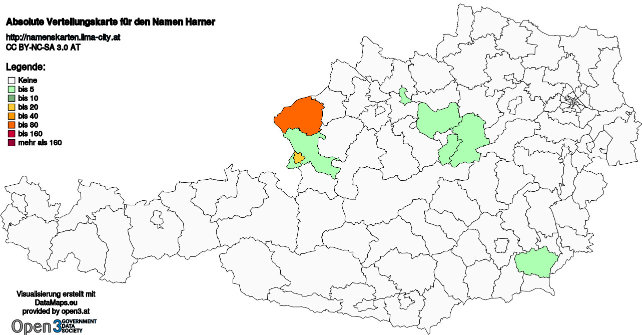 Absolute Verteilungskarten Nachnamen Harner