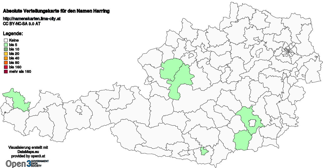 Absolute Verteilungskarten Nachnamen Harring