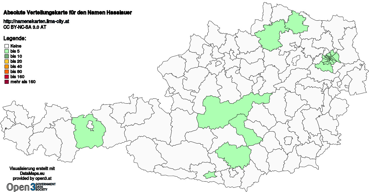 Absolute Verteilungskarten Nachnamen Hasslauer