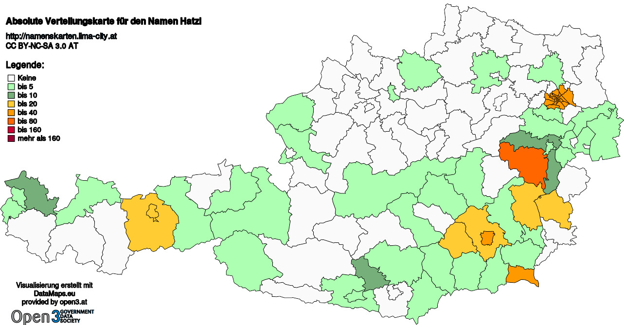 Absolute Verteilungskarten Nachnamen Hatzl