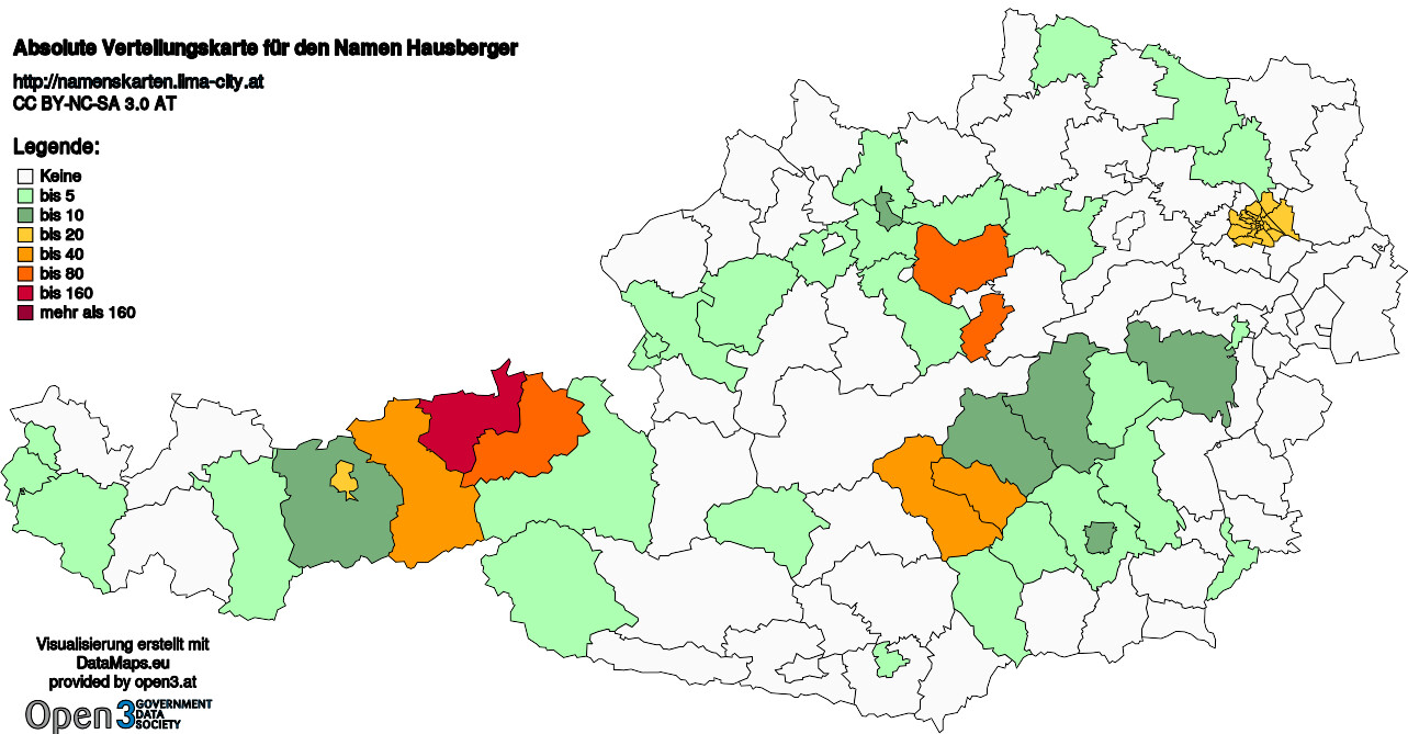 Absolute Verteilungskarten Nachnamen Hausberger