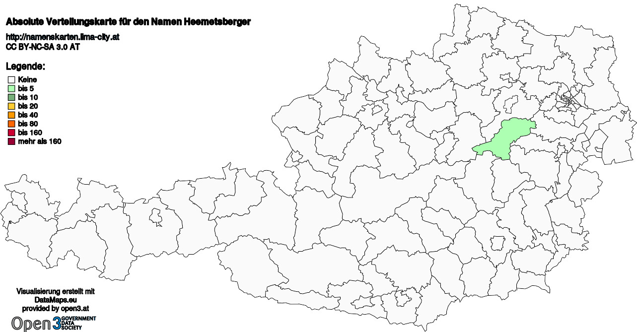 Absolute Verteilungskarten Nachnamen Heemetsberger