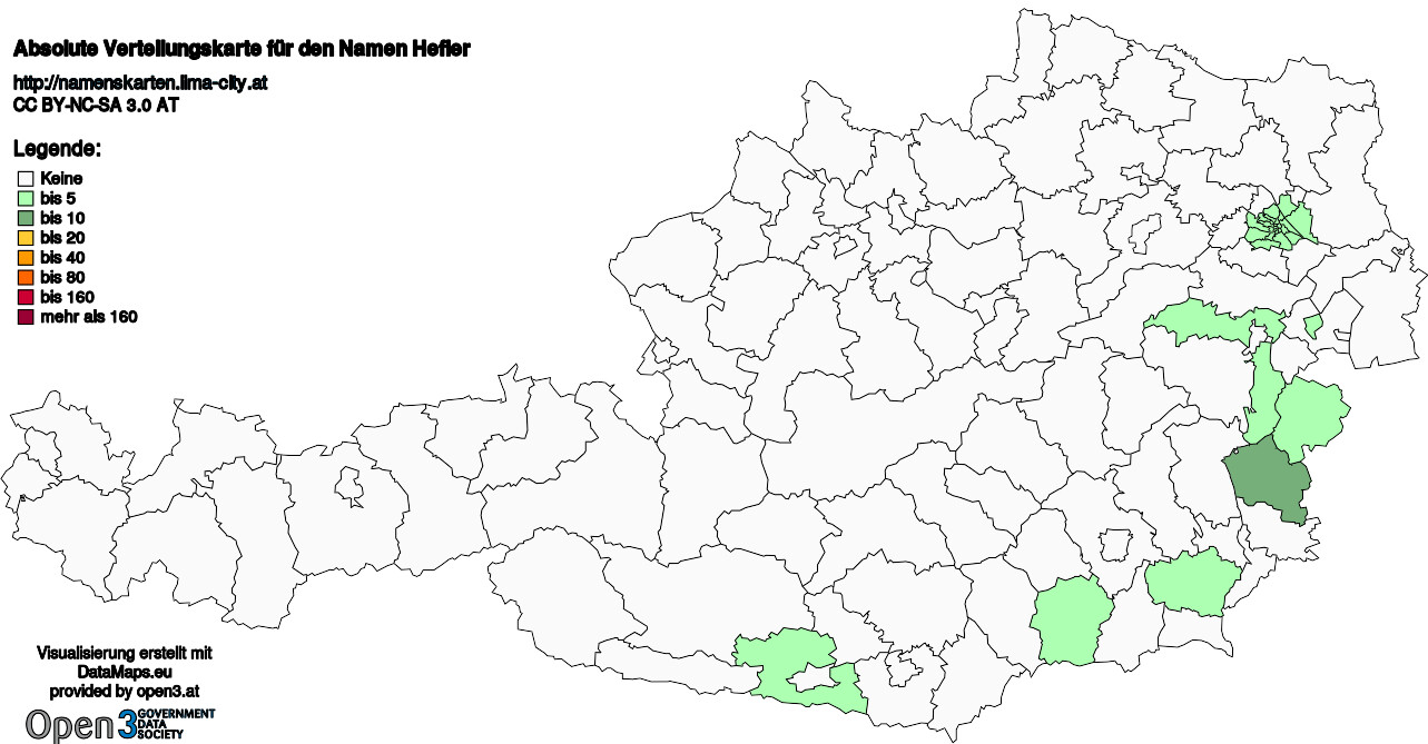 Absolute Verteilungskarten Nachnamen Hefler