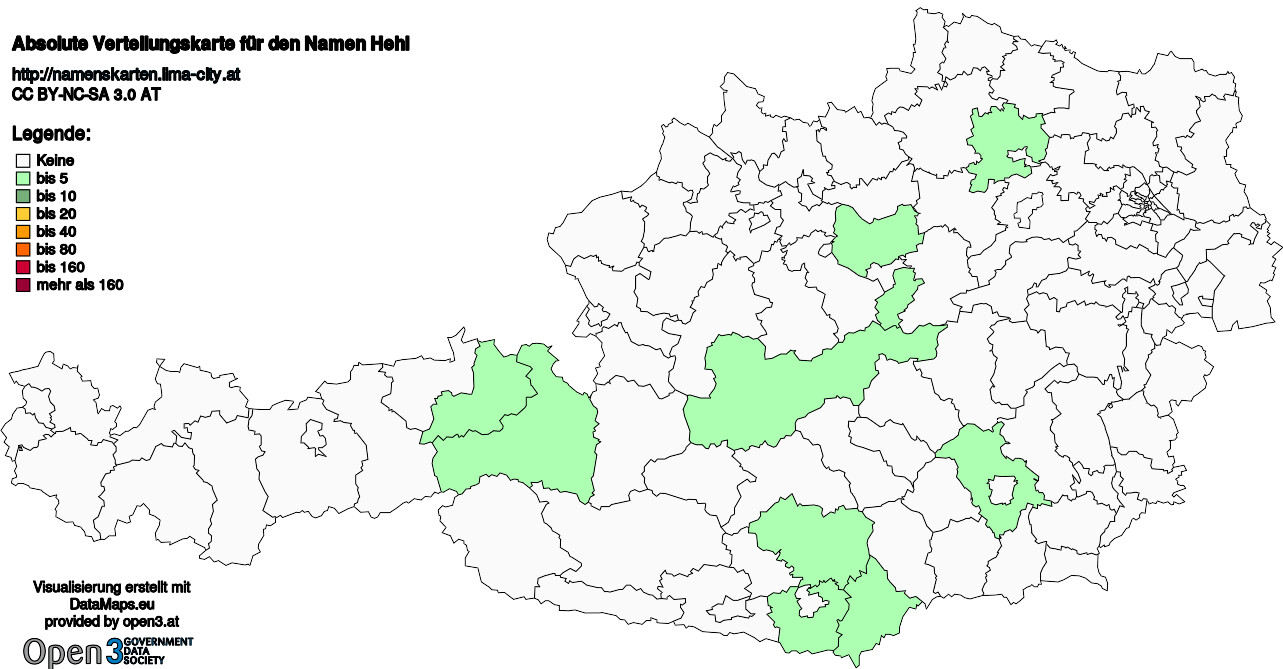 Absolute Verteilungskarten Nachnamen Hehl