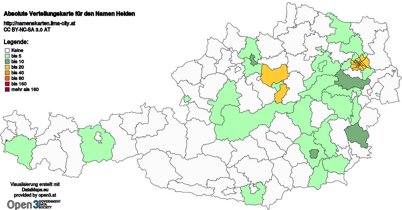 Absolute Verteilungskarten Nachnamen Heiden