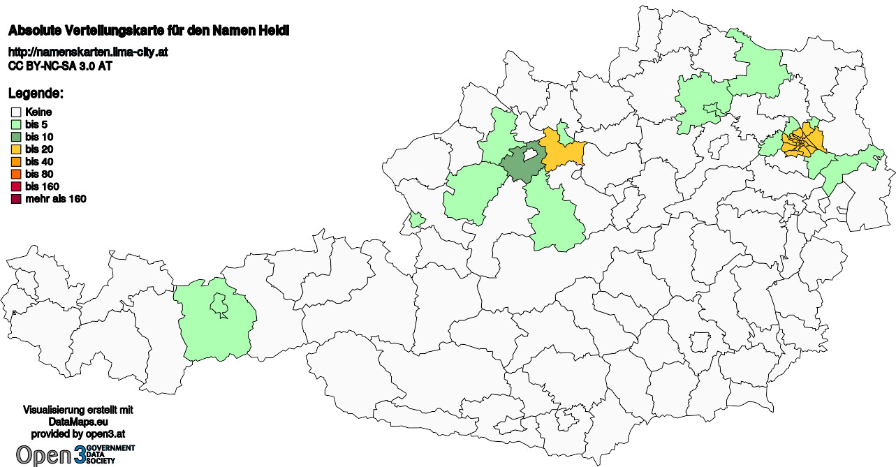 Absolute Verteilungskarten Nachnamen Heidl