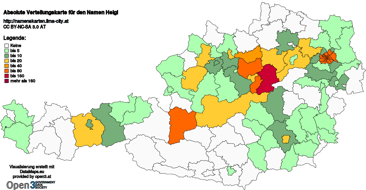 Absolute Verteilungskarten Nachnamen Heigl