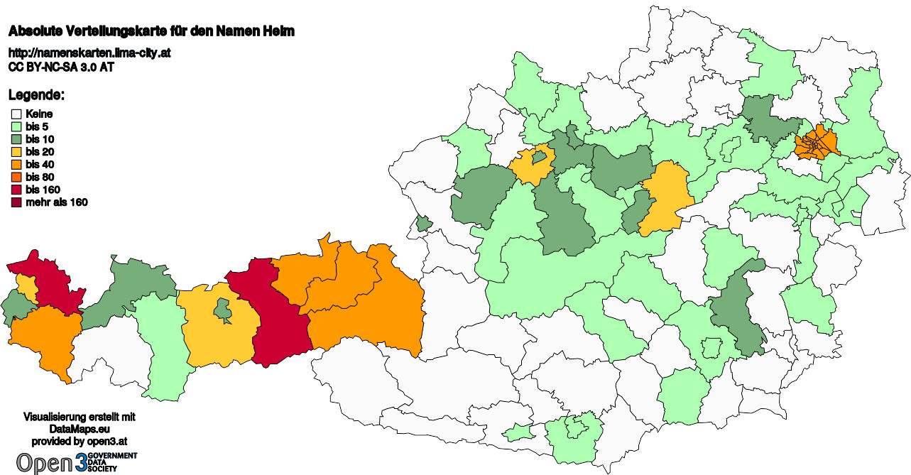 Absolute Verteilungskarten Nachnamen Heim