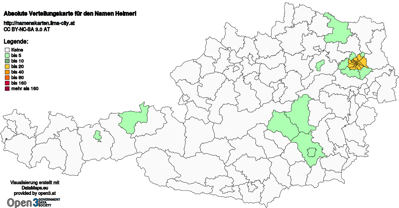 Absolute Verteilungskarten Nachnamen Heimerl