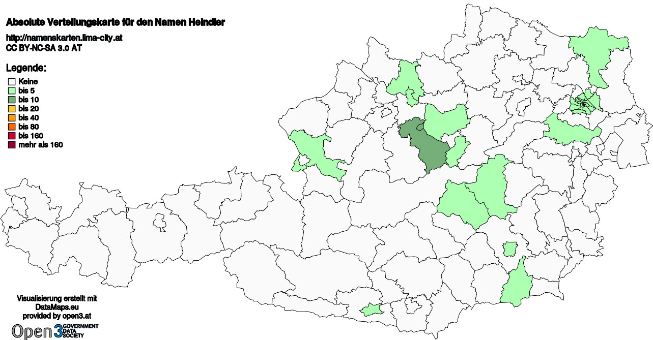 Absolute Verteilungskarten Nachnamen Heindler