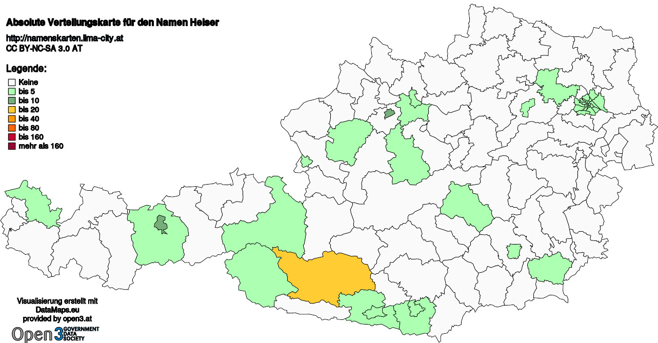 Absolute Verteilungskarten Nachnamen Heiser