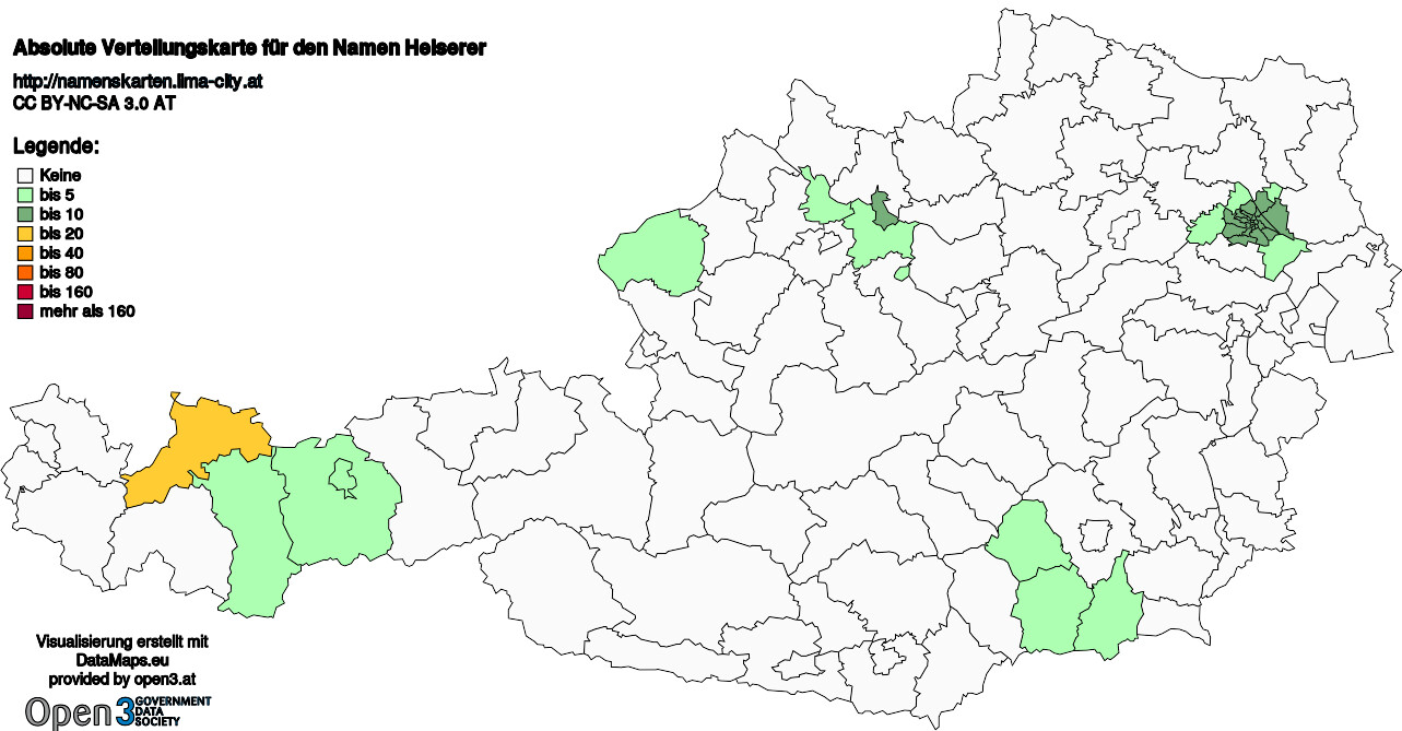 Absolute Verteilungskarten Nachnamen Heiserer