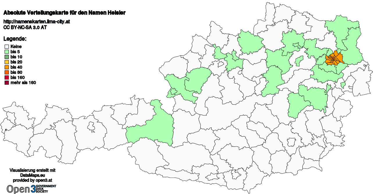 Absolute Verteilungskarten Nachnamen Heisler