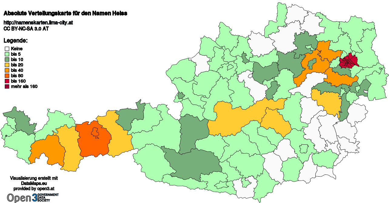 Absolute Verteilungskarten Nachnamen Heiss