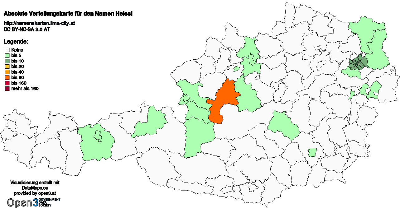 Absolute Verteilungskarten Nachnamen Heissl