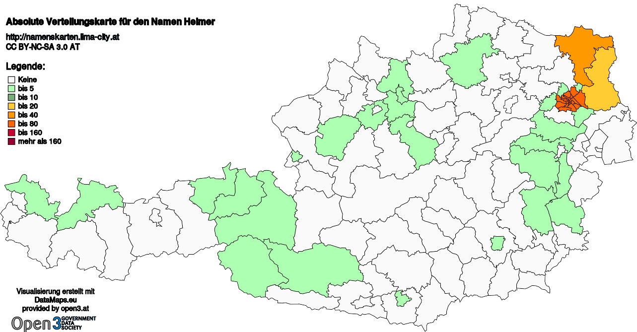 Absolute Verteilungskarten Nachnamen Helmer