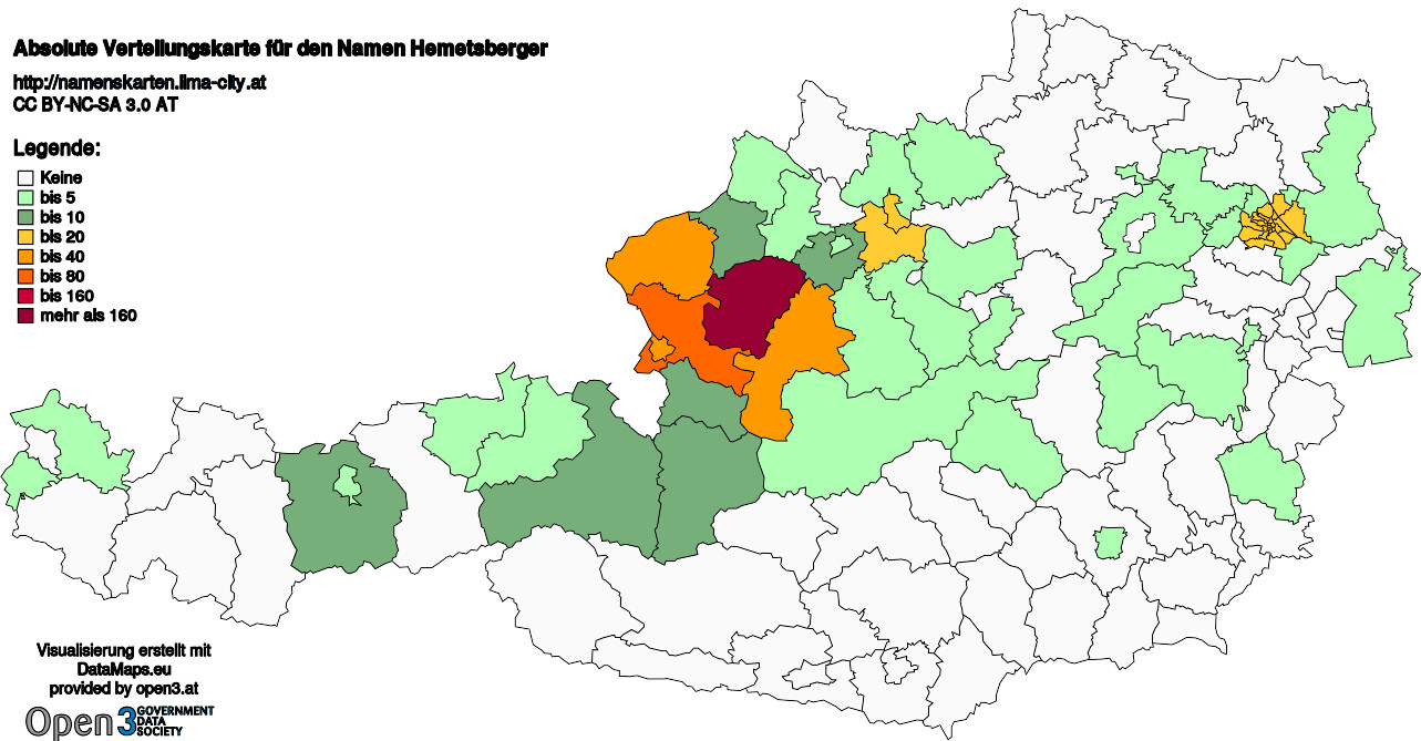 Absolute Verteilungskarten Nachnamen Hemetsberger