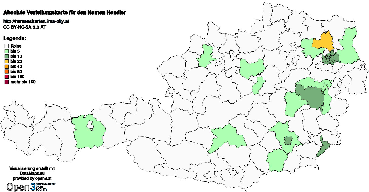 Absolute Verteilungskarten Nachnamen Hendler