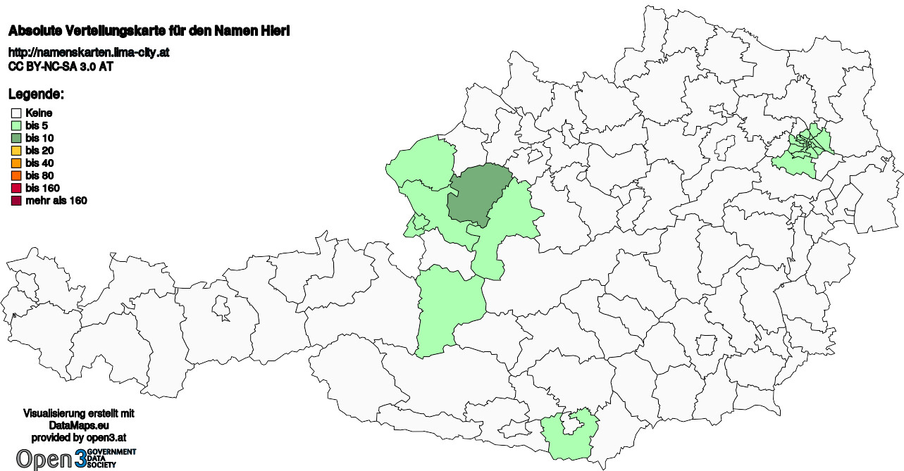 Absolute Verteilungskarten Nachnamen Hierl