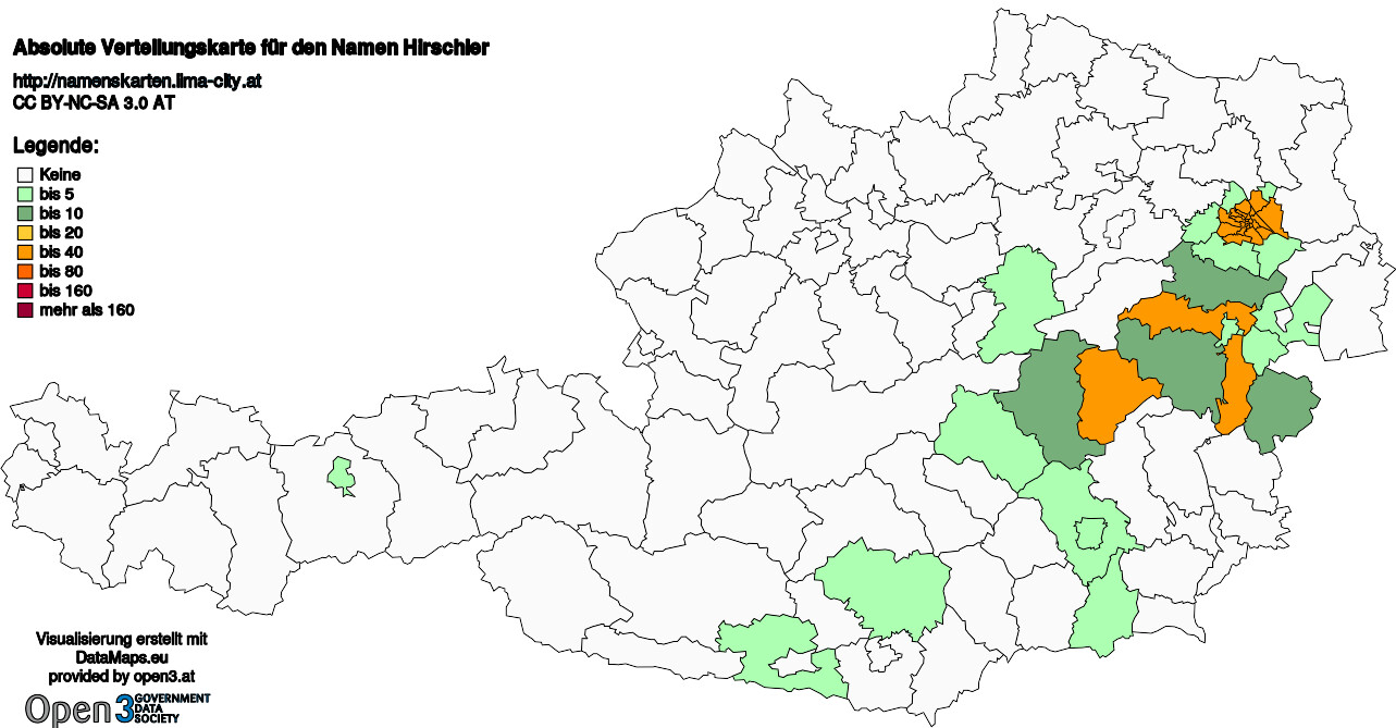 Absolute Verteilungskarten Nachnamen Hirschler