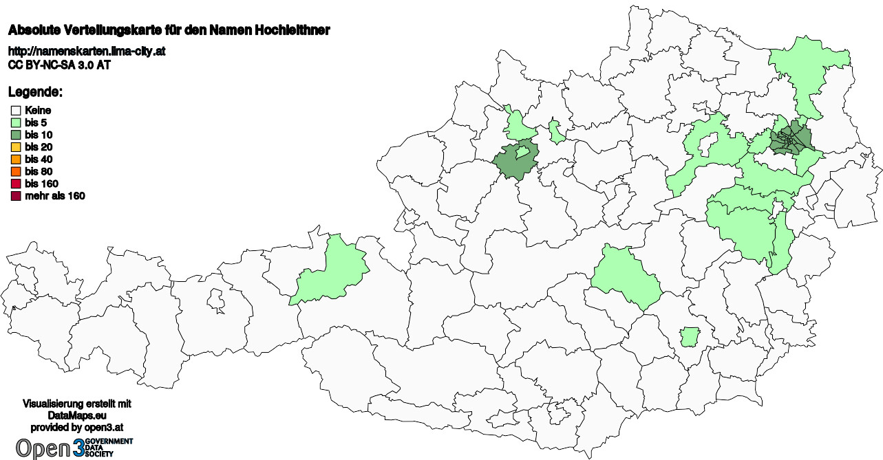 Absolute Verteilungskarten Nachnamen Hochleithner