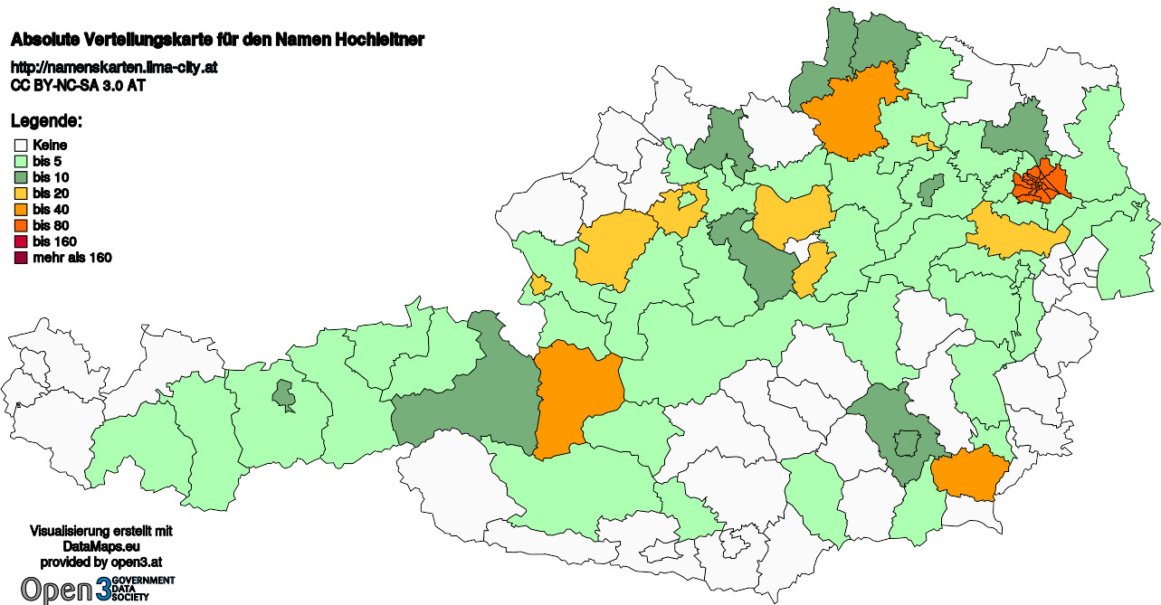 Absolute Verteilungskarten Nachnamen Hochleitner