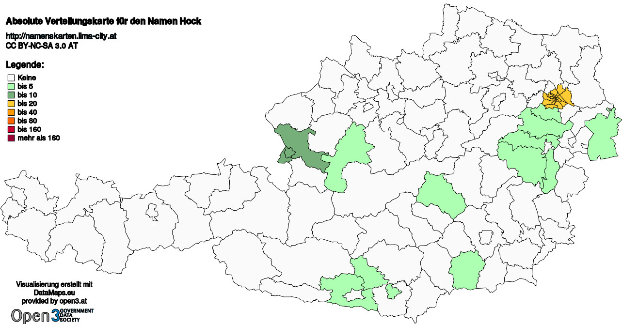 Absolute Verteilungskarten Nachnamen Hock