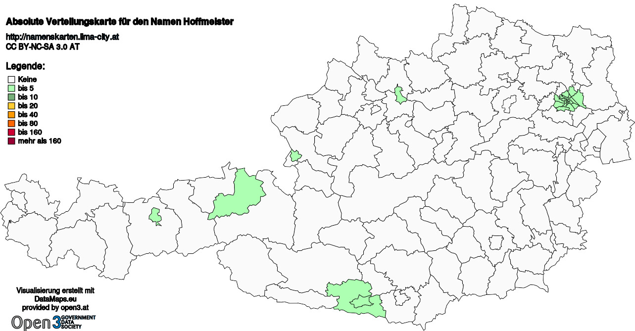 Absolute Verteilungskarten Nachnamen Hoffmeister