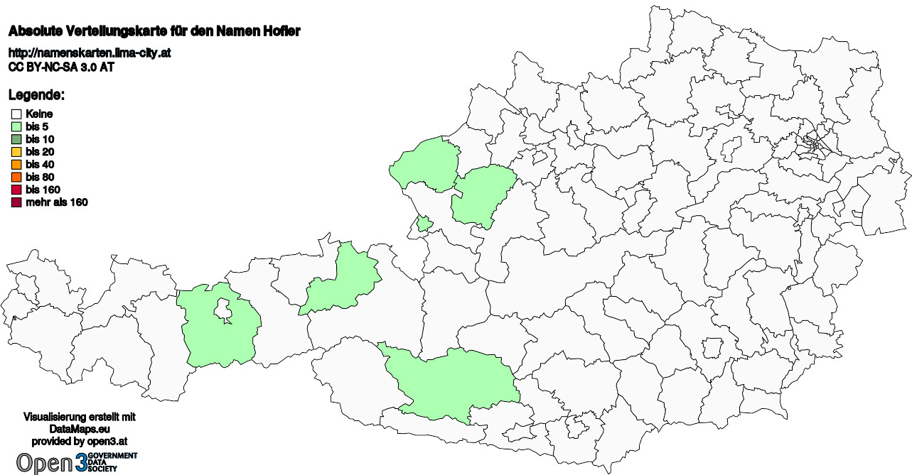 Absolute Verteilungskarten Nachnamen Hofler