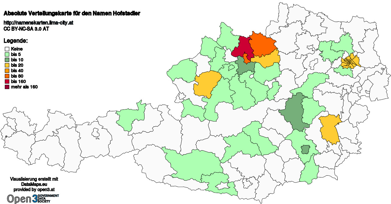 Absolute Verteilungskarten Nachnamen Hofstadler