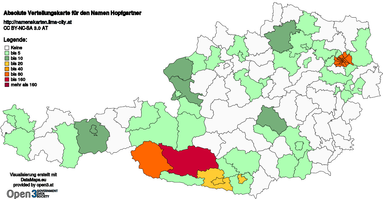 Absolute Verteilungskarten Nachnamen Hopfgartner